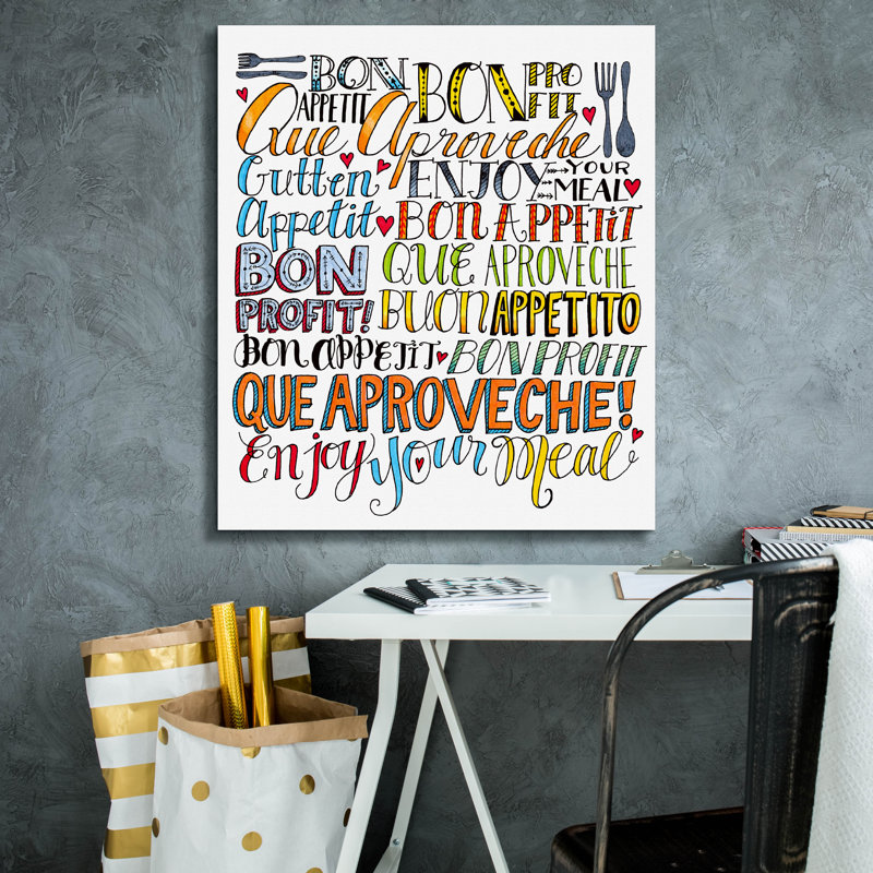 Art mural épique Graffiti «Bon Appetit» par Elizabeth Caldwell, 26 po x 30 po, H 30 po x l 26 po