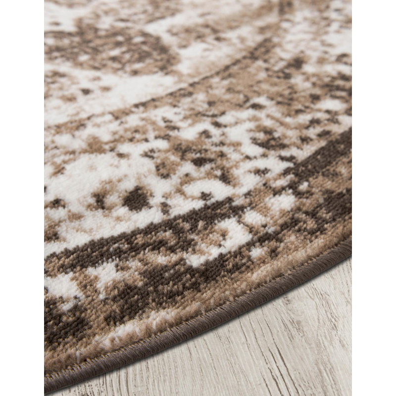 Brandt Oriental Light Brown Area Rug, Light Brown, Round 13'1"