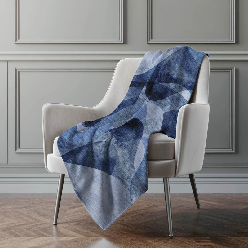 Jeté en sherpa Addison, Bleu marine / abstrait