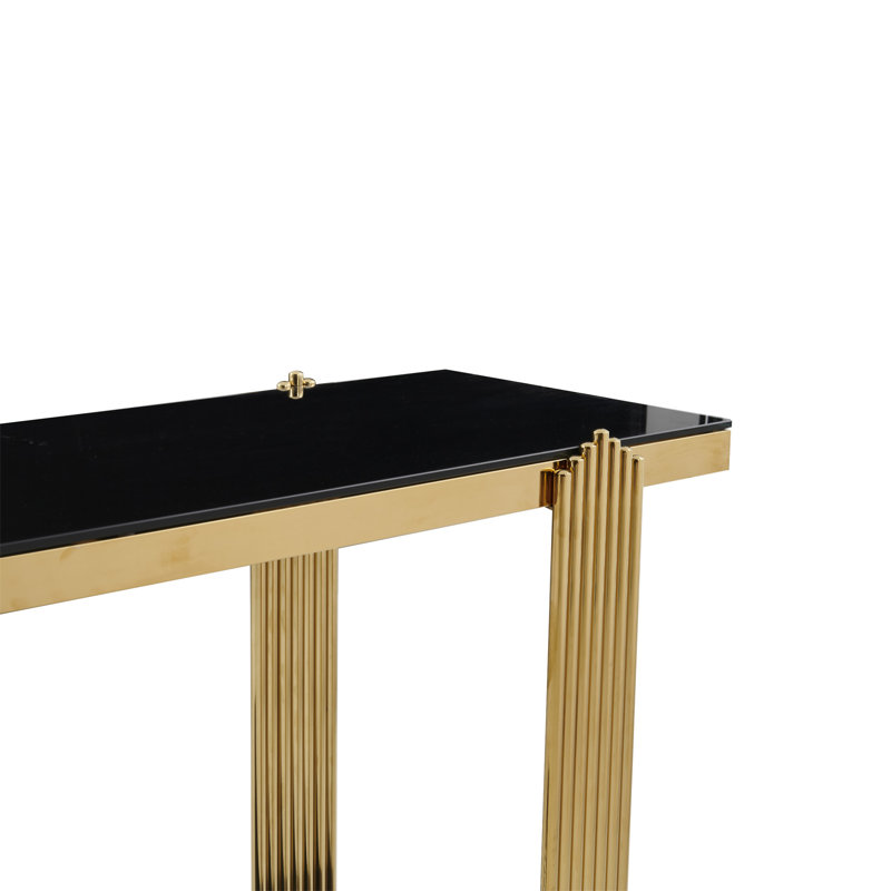 Console à miroir 55,00 pouces, Noir / doré, Gold
