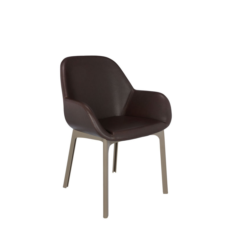 Clap Upholstered Arm Chair, Dark Gray, Taupe