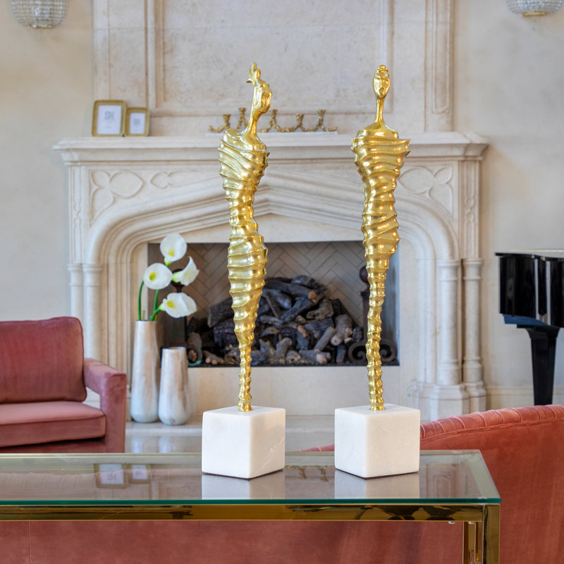 Modern Abstract Aluminum Sculpture with Artistic Human Form on Marble Base - Contemporary Metal Art Decor Featuring Sleek Design and Sculptural Detail for Stylish Display Spaces