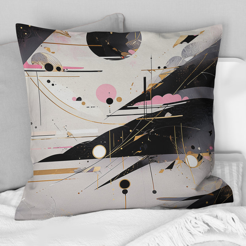 Coussin décoratif rose à rayures audacieuses - Cubisme