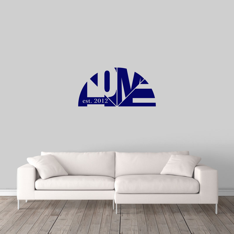 Décalcomanie murale maison personnalisée avec année, Bleu marine, Oui