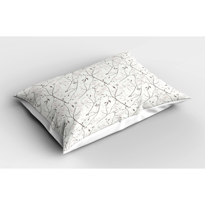 Mint Green and White Floral Print Pillow Sham Set