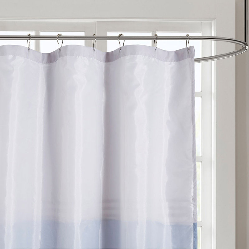 Rideau de douche imprimé et brodé, Bleu