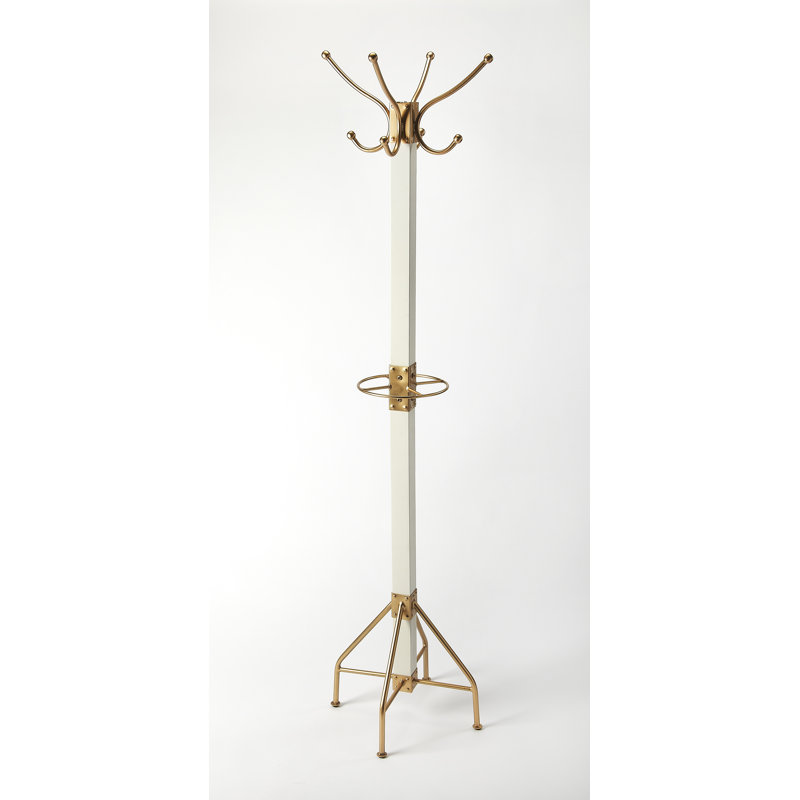 Logan Metal Freestanding Coat Rack, White/Gold