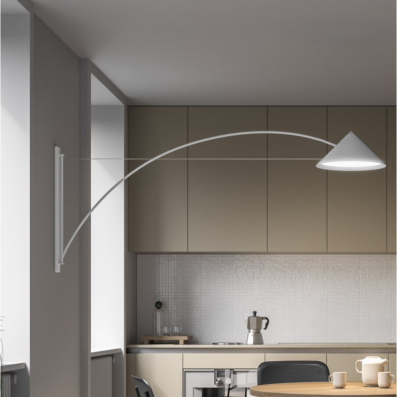 Flyer LED Armed Sconce, 3000K, 63cm H x 43cm W x 145cm D, White