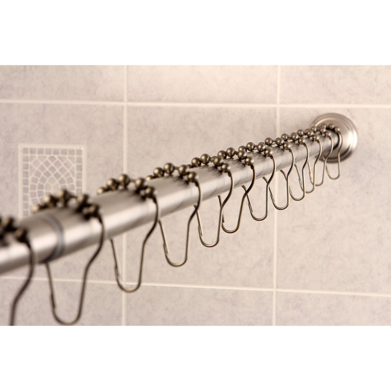 Kingston Brass Edenscape 60-Inch to 72-Inch Adjustable Shower Curtain Rod with Rings Combo, Brushed Nickel