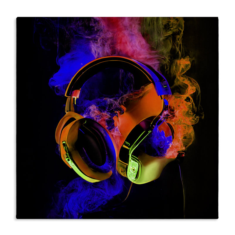 Power Play Headphones Canvas, design by Sasha, 17" H x 17" W