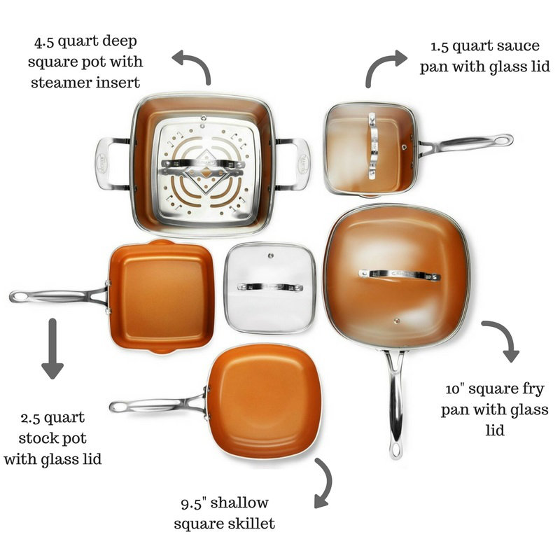 Batterie de cuisine antiadhésive 10 pièces Gotham Steel Ti-Cerama