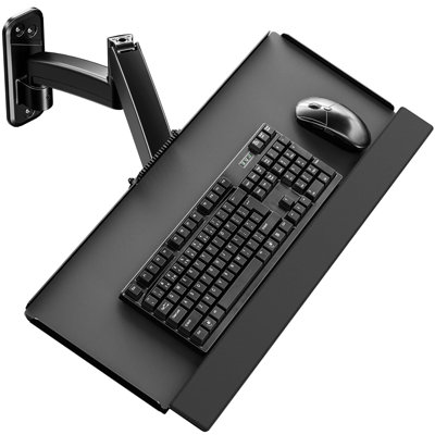 26 Inch Wall Mount Keyboard Tray, Sit-Stand Keyboard & Mouse Stand, Black