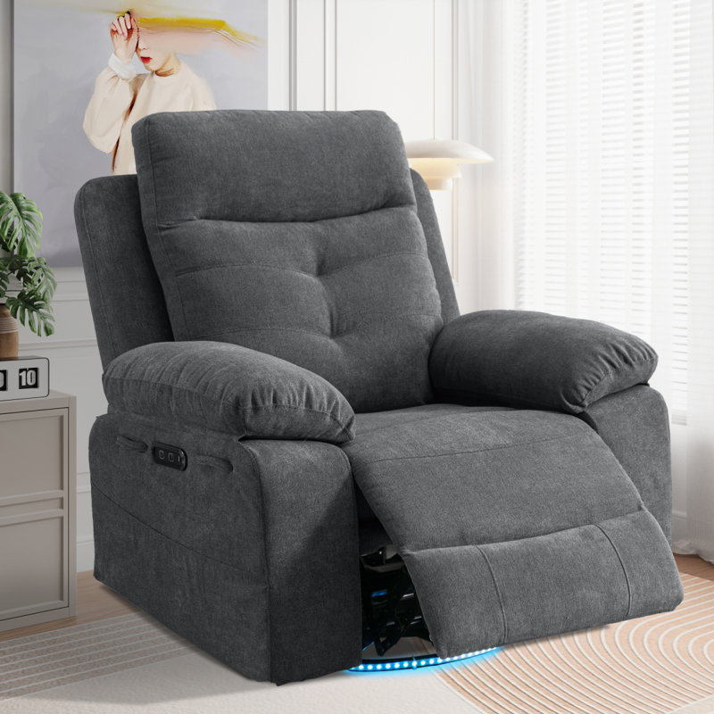 Fauteuil oscillant inclinable électrique avec haut-parleur pivotant à 270 degrés avec bras lumineux à DEL avec poches de rangement USB + port de charge de type C Repose-pieds escamotable à dossier réglable DG