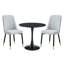 Ensemble de salle à manger rond moderne 3 pièces, table à piédestal noir et chaises capitonnées-1663966508