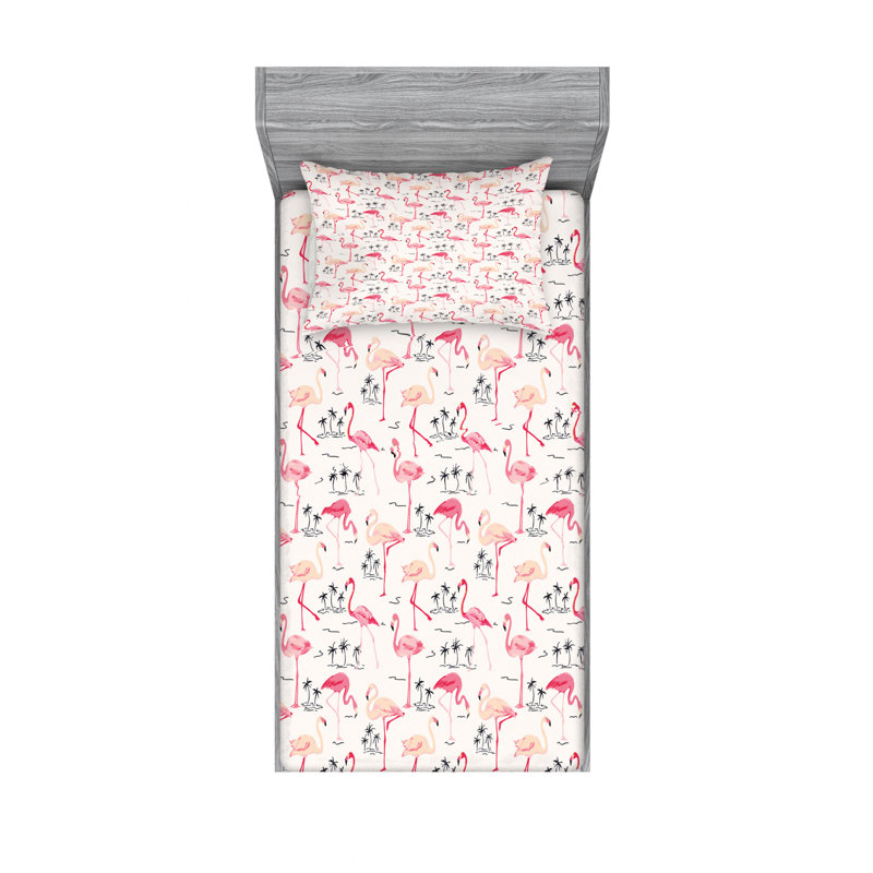 Microfiber Sheet Set, Twin XL Sheet Set with 1 Pillowcase, Pink/Green/White Floral 1