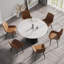 53.15"Modern Artificial Stone Round Black Base Dining Table-Can Accommodate 6 People