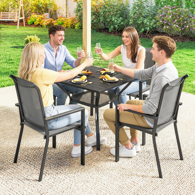 Steel Patio Dining Set Table,