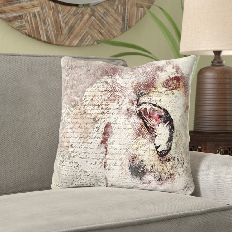 Coussin lion Cadnite, Microsuède, Intérieur