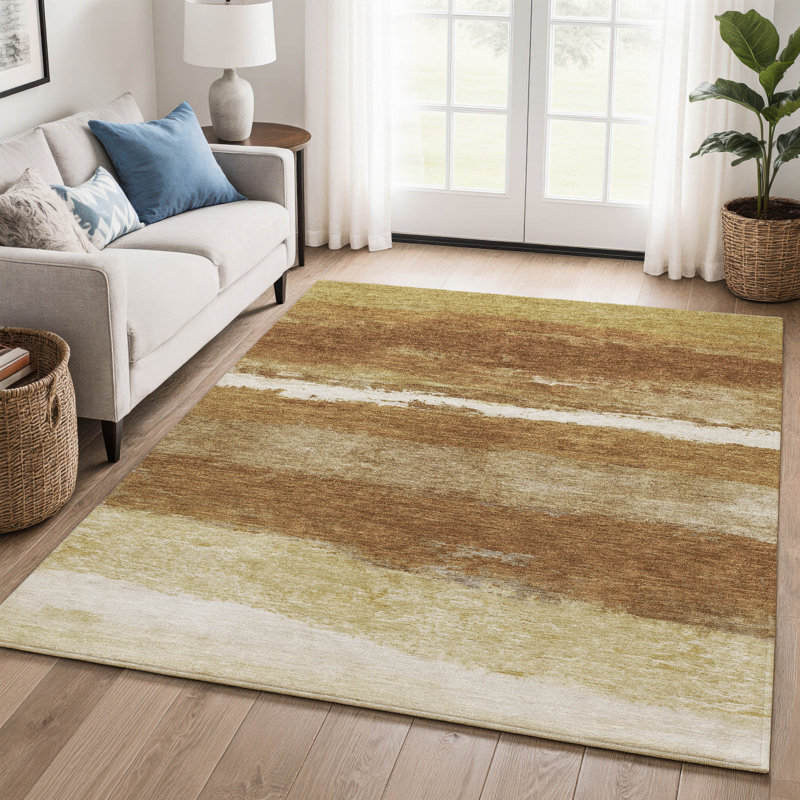 Premium Machine Washable Mayfield Striped Rug, Paprika, 2'6" x 3'10"