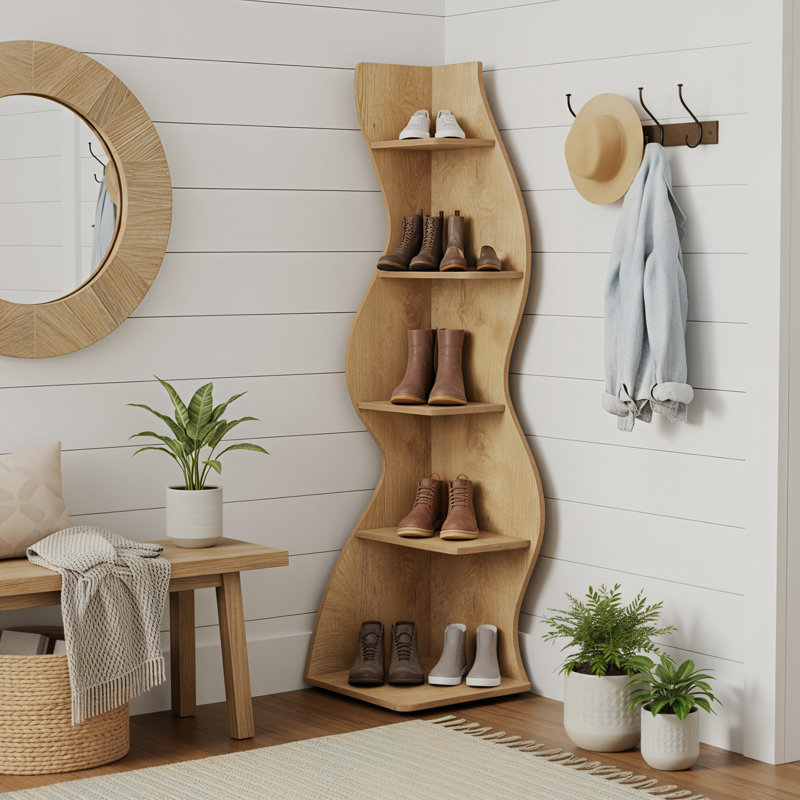 Arhab Corner Bookcase, Light Brown