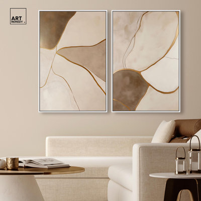 "Terrain Harmony Duo", reproduction d'art sur toile par Art Remedy, cadre blanc, 20 x 30