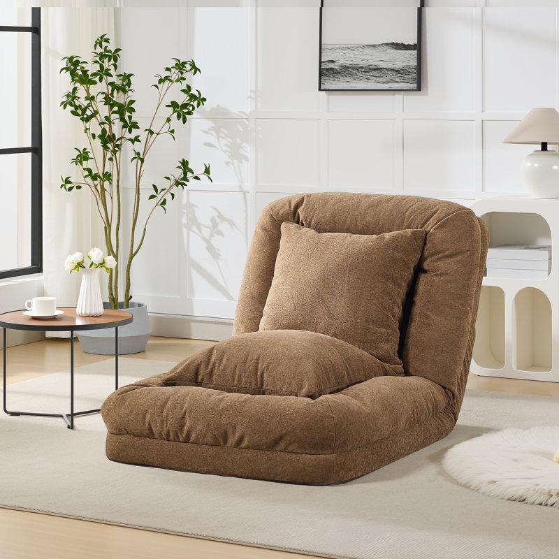 Canapé réglable paresseux, fauteuil inclinable surdimensionné en chenille avec 2 coussins, brun, Brown