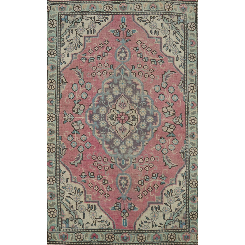 Tapis rose médaillon en laine 3x5