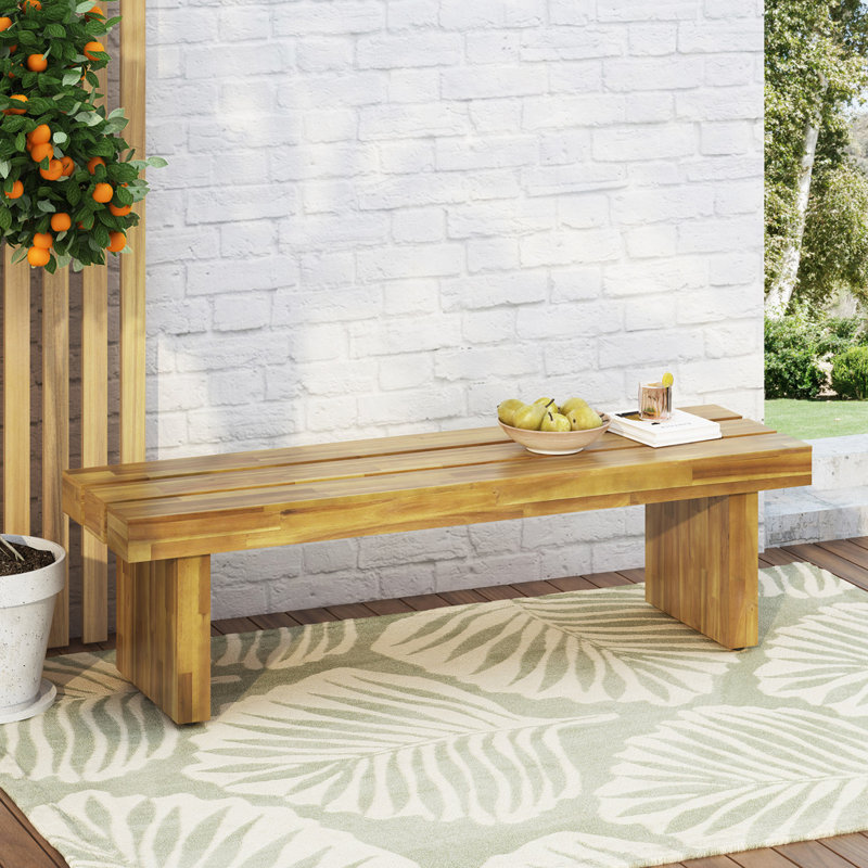 Wood Outdoor Bench, 2-Person Garden Bench