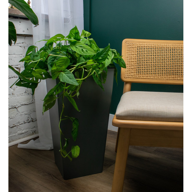 32" H Cascade Square Tall Planter, Matte Black