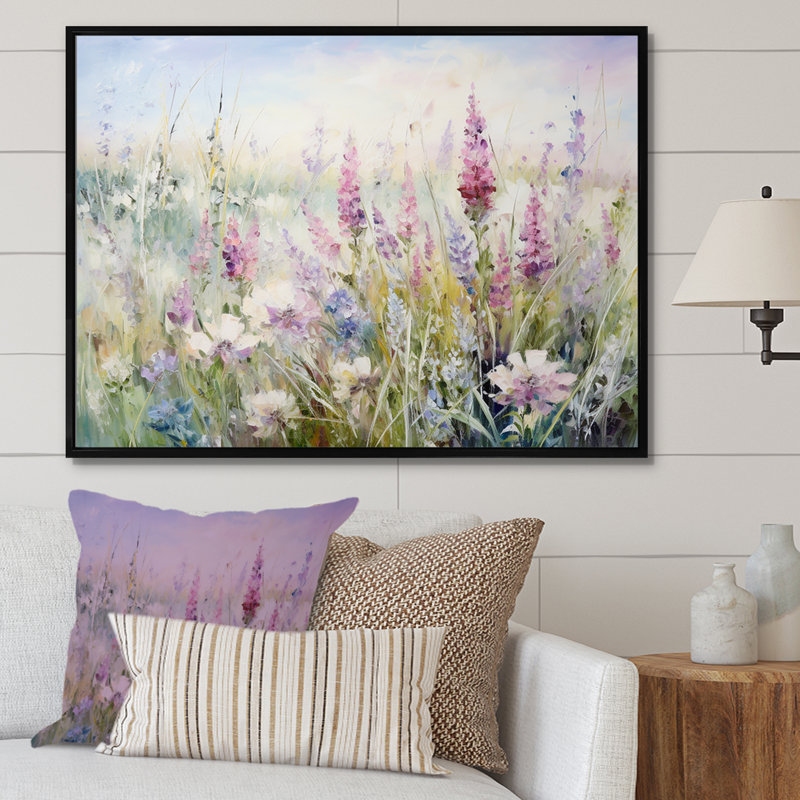 Décoration murale Minimal Herbs Country Charm I - Fleurs, Cadre flottant noir, H 30 po x l 40 po x P 1,5 po