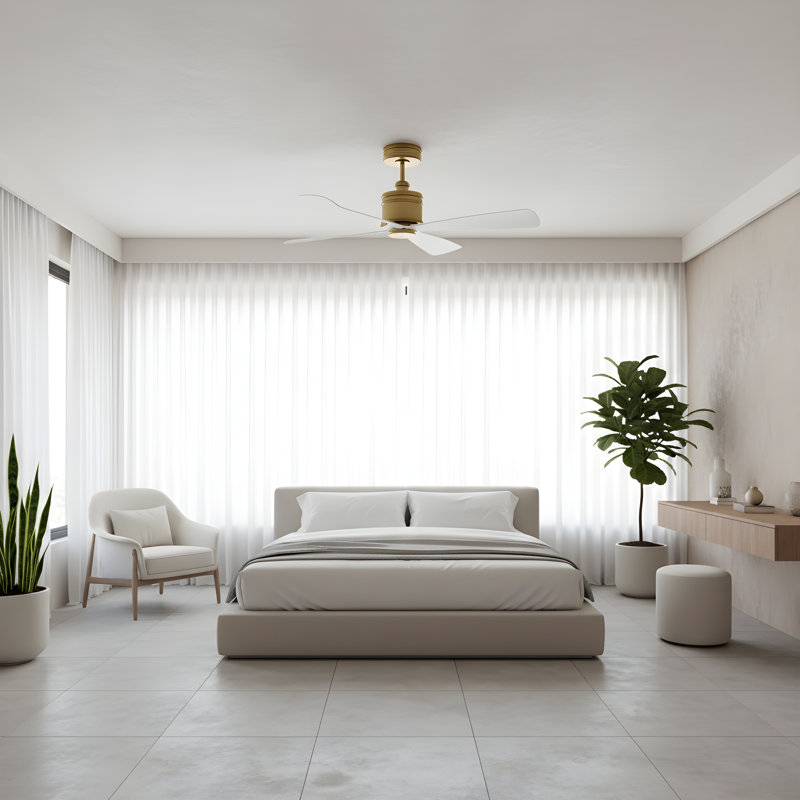 Visual Comfort Fan Launceton 44 Indoor Ceiling Fan with Matte White ABS blades and Handheld Remote