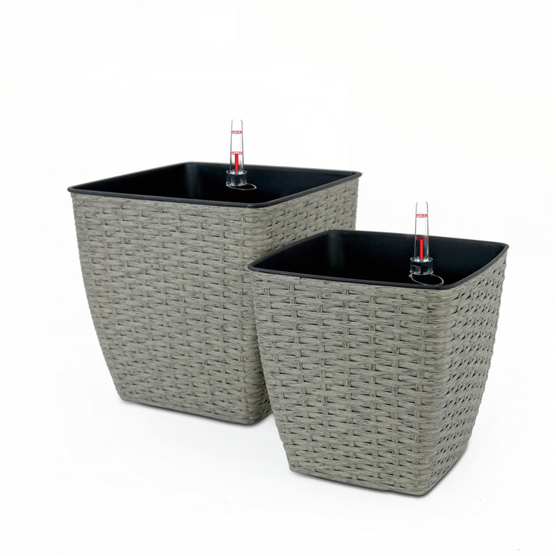 2-Pack Self-watering Planter, Gray