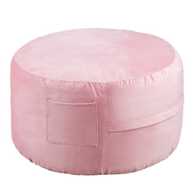 Fauteuil à billes, fauteuil à billes rond de 3 pieds avec housse amovible et lavable, mousse à mémoire de forme 25D remplie de velours hollandais doux et lisse, fauteuil à billes pour chambre ou salle de jeux, rose
