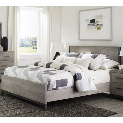 Queen Size Bedroom Bed - Gray Finish Attractive In