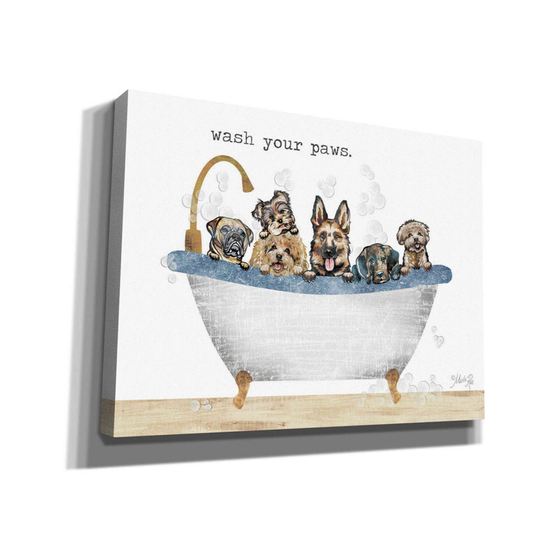 «Wash Your Paws» par Marla Rae, art mural sur toile, H 12 po x l 16 po x P 0,75 po
