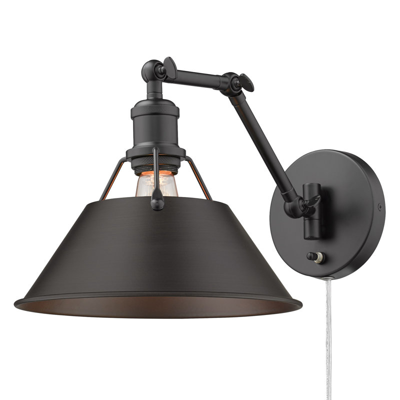 Lampe murale avec bras pivotant à 1 lumière Weatherford, Bronze huilé, Noir mat