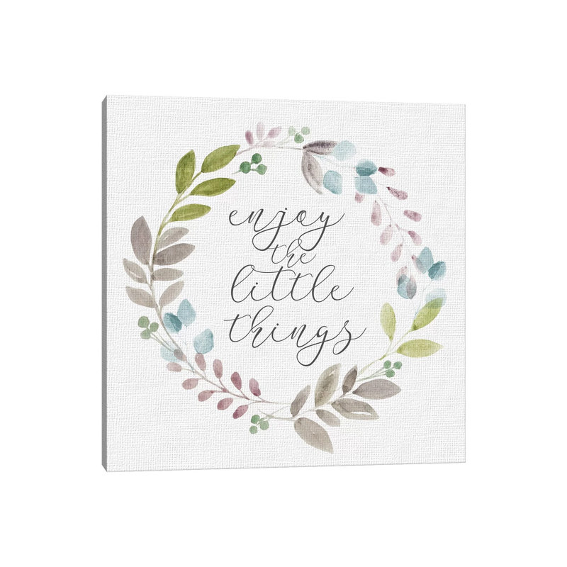 Botanical Wreath Enjoy Little Things - Wrapped Canvas Print, 30.48 cm H x 30.48 cm W