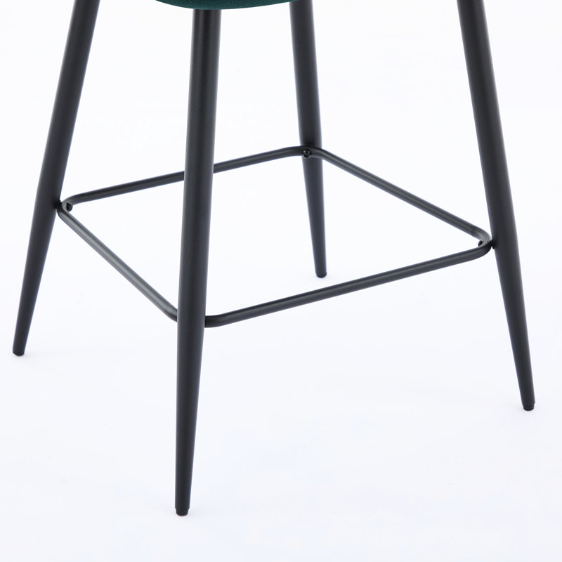 Chaises de bar en velours de style contemporain pour 2 personnes avec pieds en fer réglables pour un usage domestique, Green