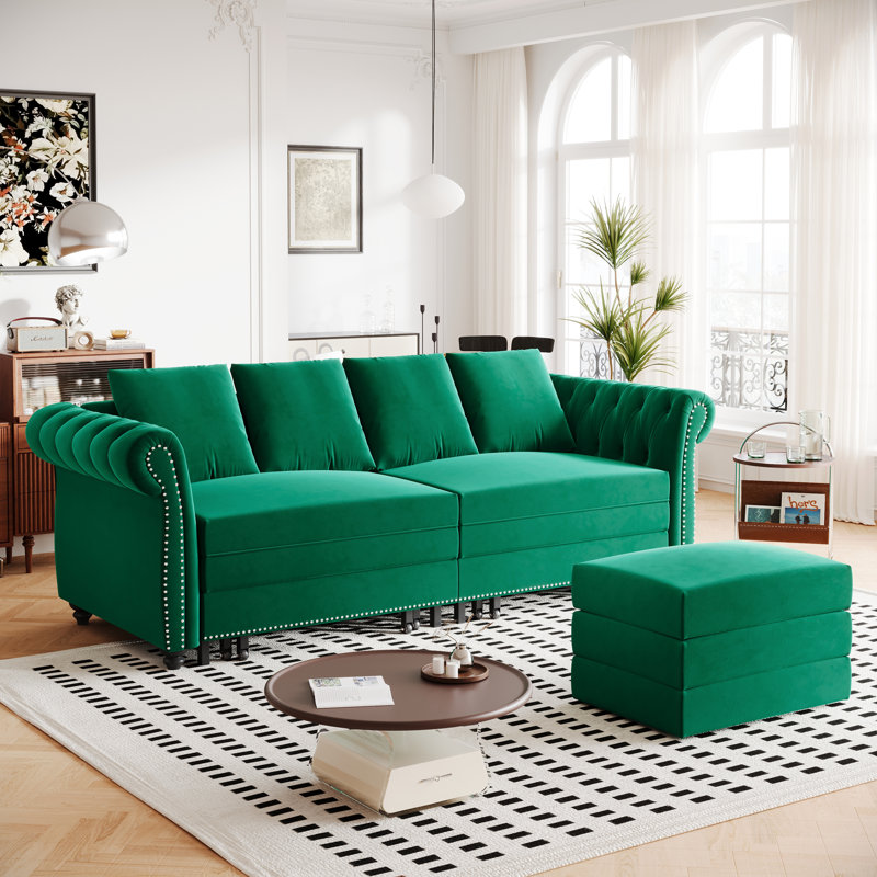 Canapé-lit Chesterfield 90 po, Vert