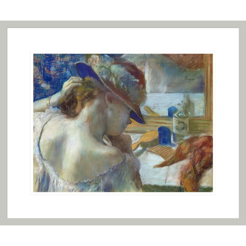 «In Front of the Mirror» par Edgar Degas, impression giclée sur cadre, 17.75" H x 21.34" W