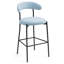 Tabouret de bar 26 po à hauteur de comptoir avec housse en tissu pour îlot de cuisine avec base thermolaquée noire et repose-pieds (Bleu)