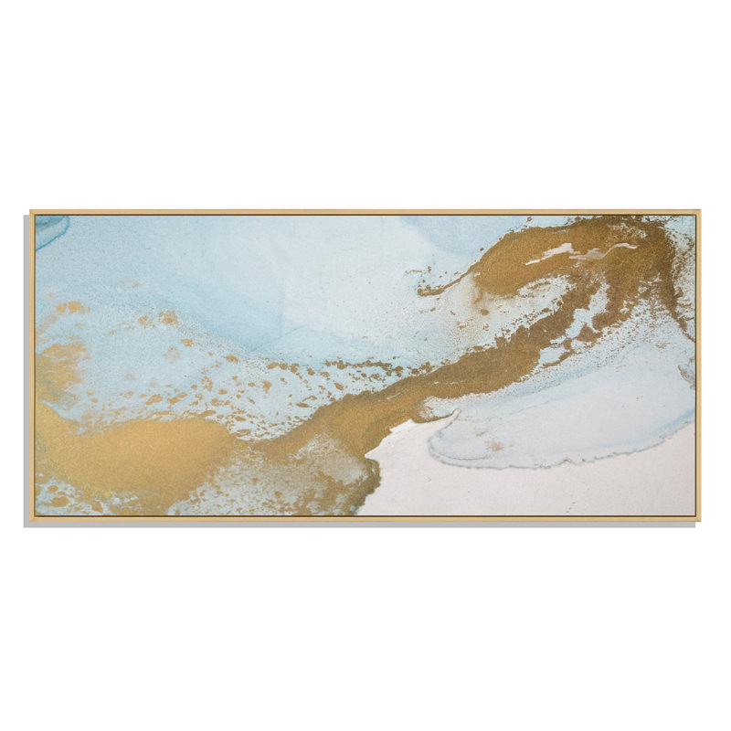 «Gold Turquoise», impression sur toile, H 12 po x l 20 po x P 1 po, Cadre brun