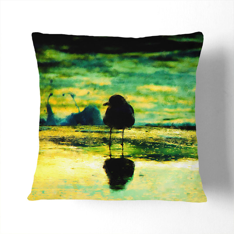 Seagull upon the Beach Scatter Cushion, Black, 40cm H x 40cm W x 15cm D