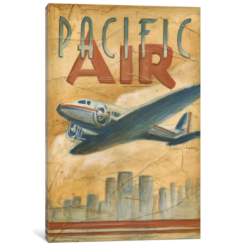 « pacific air », affiche rétro sur toile, H 40 po x l 26 po x P 1,5 po