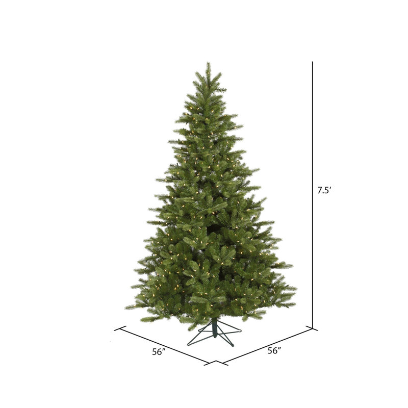 King Green Spruce Artificial Christmas Tree with LED Warm White Lights with Stand, 7.5' H, Clear/White Dura-Lit® LED