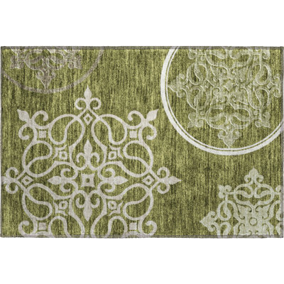 Premium Machine Washable Prisco Olive Rug