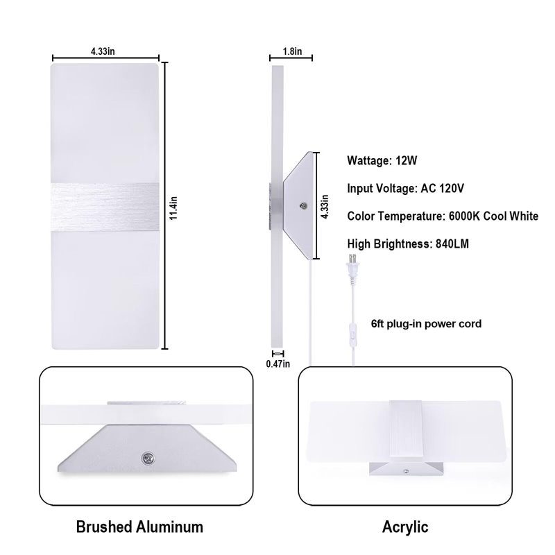 Kinnsley Aluminum LED Plug-in Accent, White