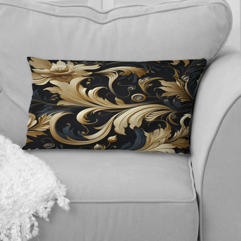 Coussin en polyester noir et doré Intrigue Elegance