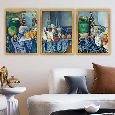 Ensemble de 3 peintures élégantes encadrées décoratives, 13,8 x 17,7 pouces chacune | 100% bois avec cadre 100% polystyrène (épaisseur: 0,8 pouce) | Impression numérique UV, parfaite pour le salon et la décoration intérieure