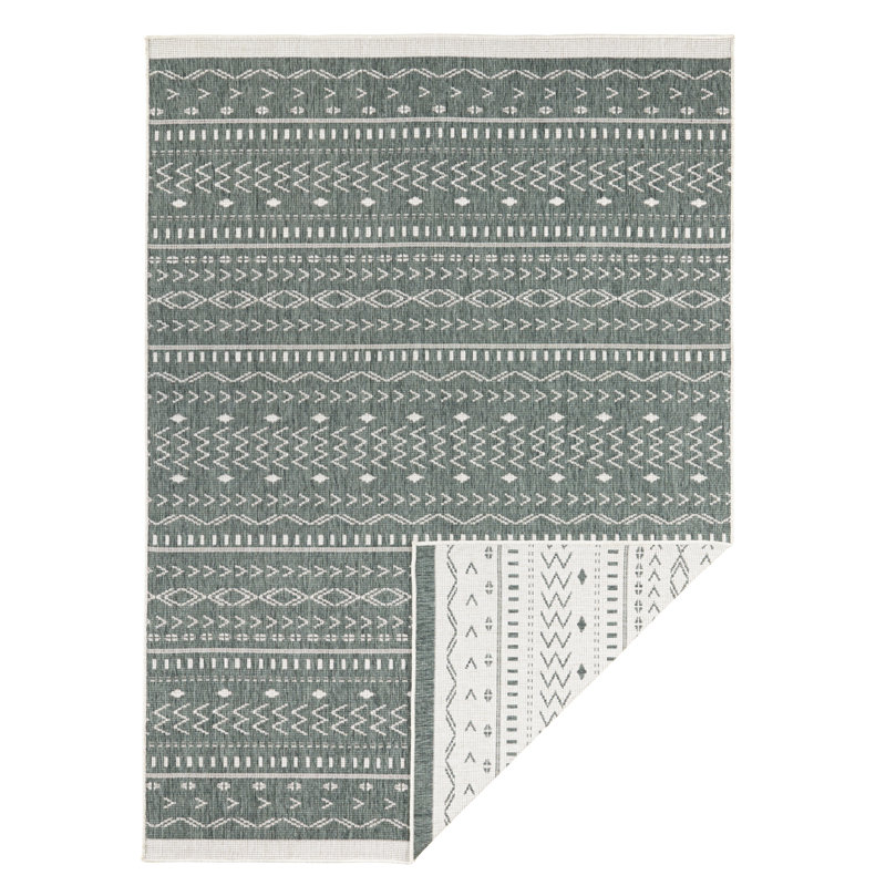 Kuba Woven Green Rug, Rectangle 160 x 230cm